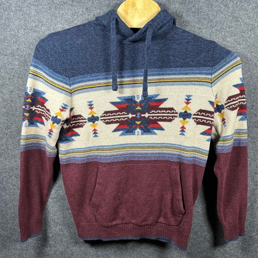 American Eagle Men's Medium Sweater Hoodie‎ Aztec Pattern Pullover